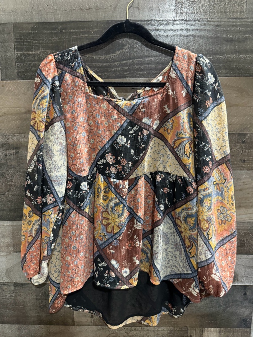 American Eagle Patchwork Print Long-Sleeve Women's